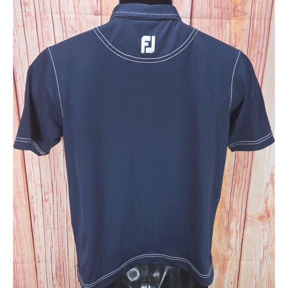 Footjoy FJ Kids Navy Blue White Stitching Polo Large - Picture 2 of 8